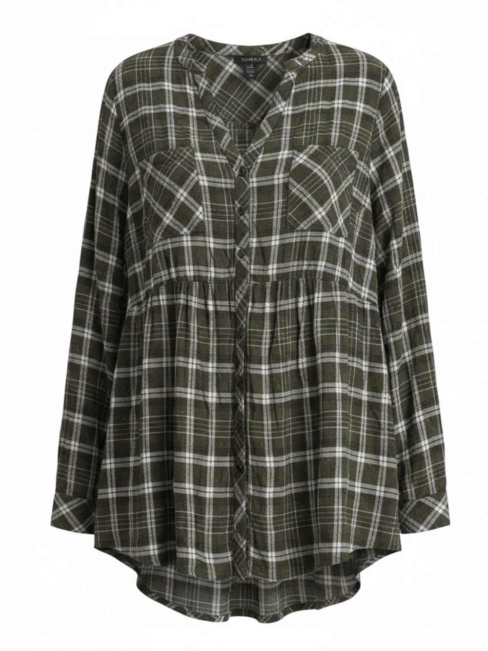 Torrid Size 2 2X 18/20 Olive and White Plaid Button-Front Top